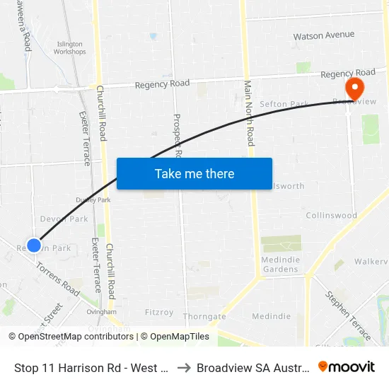 Stop 11 Harrison Rd - West side to Broadview SA Australia map