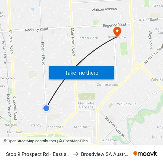 Stop 9 Prospect Rd - East side to Broadview SA Australia map