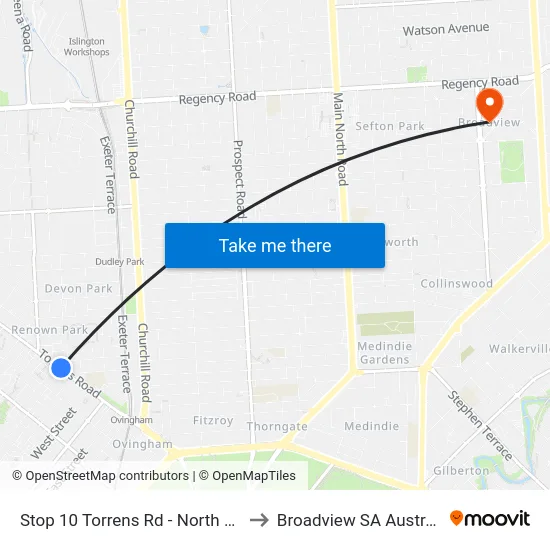 Stop 10 Torrens Rd - North side to Broadview SA Australia map