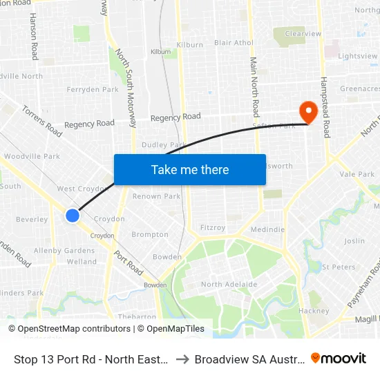 Stop 13 Port Rd - North East side to Broadview SA Australia map