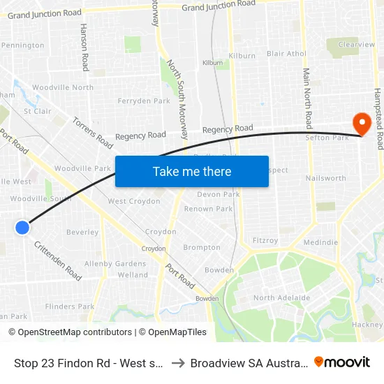Stop 23 Findon Rd - West side to Broadview SA Australia map