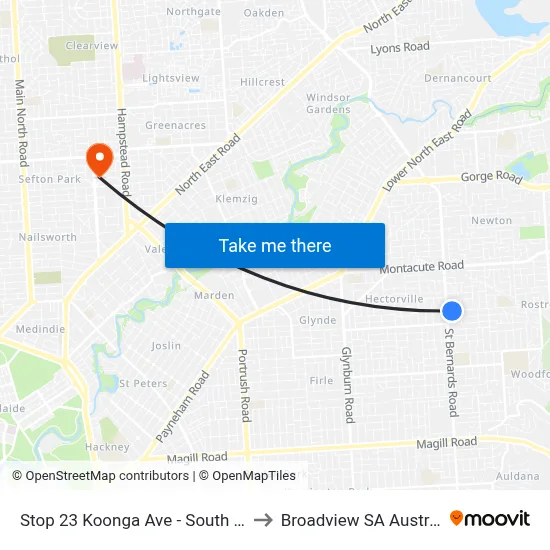 Stop 23 Koonga Ave - South side to Broadview SA Australia map