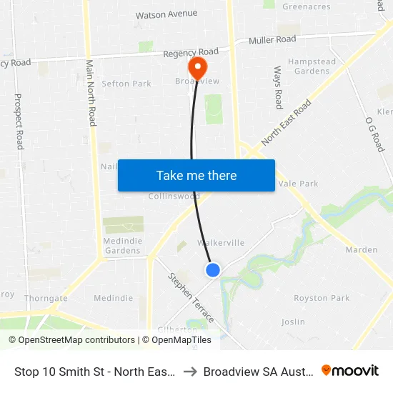 Stop 10 Smith St - North East side to Broadview SA Australia map
