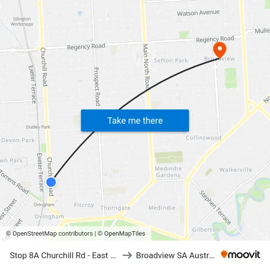 Stop 8A Churchill Rd - East side to Broadview SA Australia map