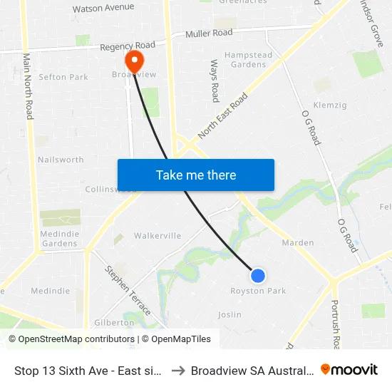 Stop 13 Sixth Ave - East side to Broadview SA Australia map