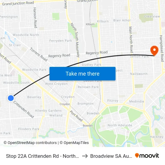 Stop 22A Crittenden Rd - North East side to Broadview SA Australia map