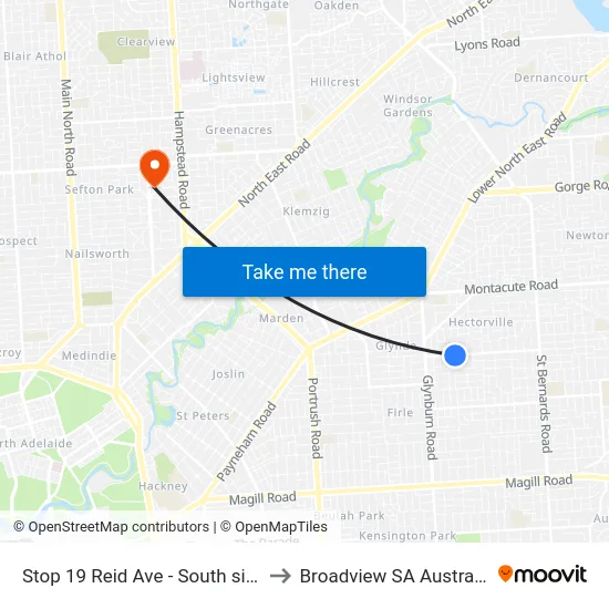 Stop 19 Reid Ave - South side to Broadview SA Australia map