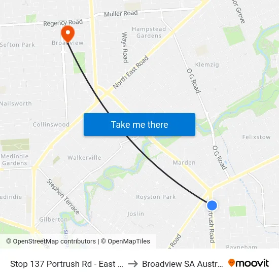 Stop 137 Portrush Rd - East side to Broadview SA Australia map