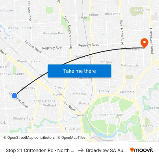 Stop 21 Crittenden Rd - North East side to Broadview SA Australia map