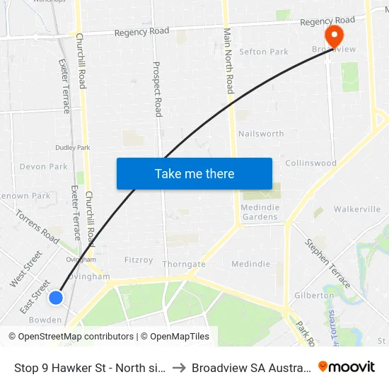Stop 9 Hawker St - North side to Broadview SA Australia map
