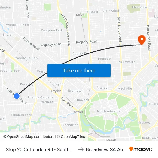 Stop 20 Crittenden Rd - South West side to Broadview SA Australia map