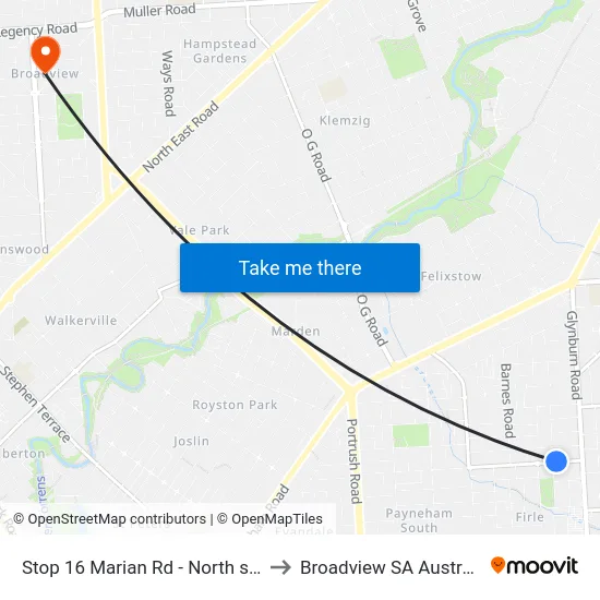 Stop 16 Marian Rd - North side to Broadview SA Australia map