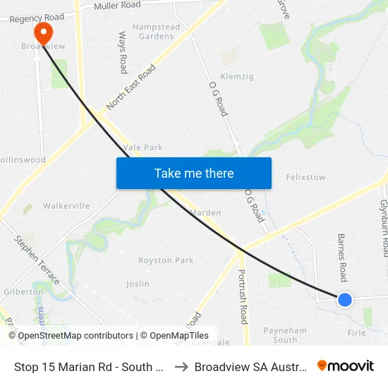 Stop 15 Marian Rd - South side to Broadview SA Australia map