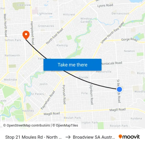 Stop 21 Moules Rd - North side to Broadview SA Australia map