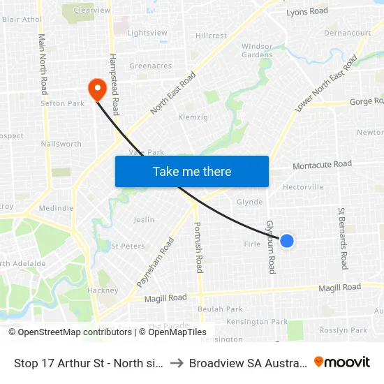 Stop 17 Arthur St - North side to Broadview SA Australia map