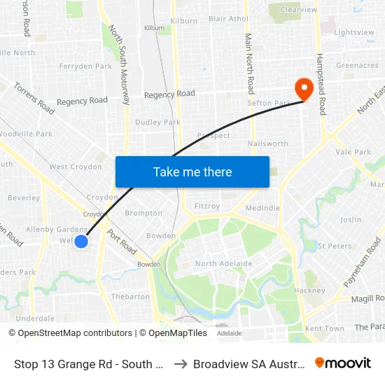 Stop 13 Grange Rd - South side to Broadview SA Australia map