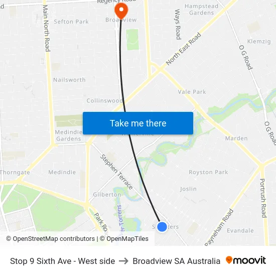 Stop 9 Sixth Ave - West side to Broadview SA Australia map