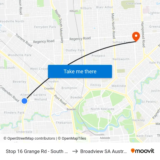 Stop 16 Grange Rd - South side to Broadview SA Australia map