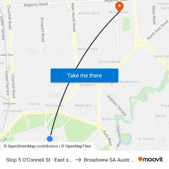 Stop 5 O'Connell St - East side to Broadview SA Australia map