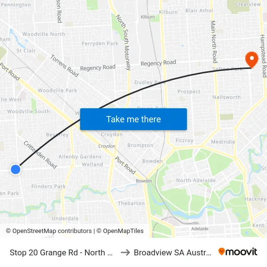 Stop 20 Grange Rd - North side to Broadview SA Australia map