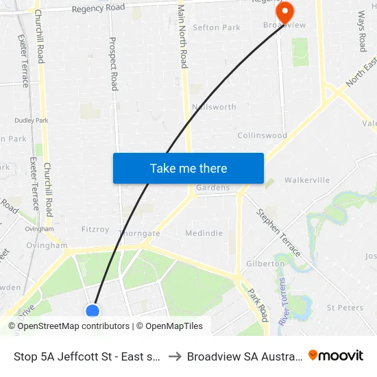 Stop 5A Jeffcott St - East side to Broadview SA Australia map