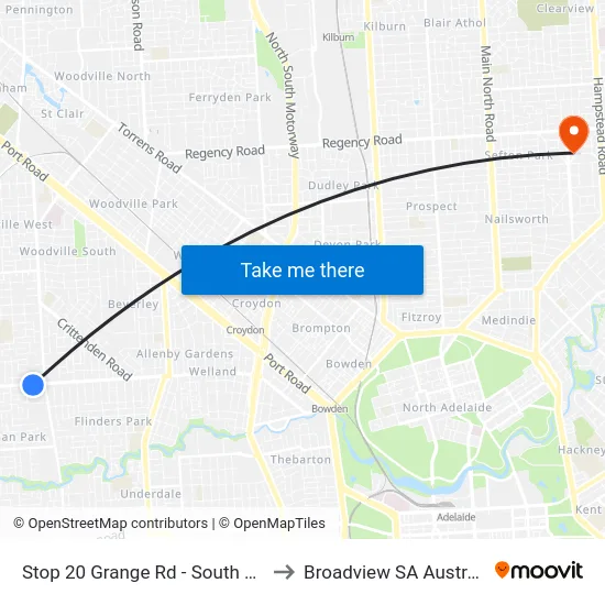 Stop 20 Grange Rd - South side to Broadview SA Australia map