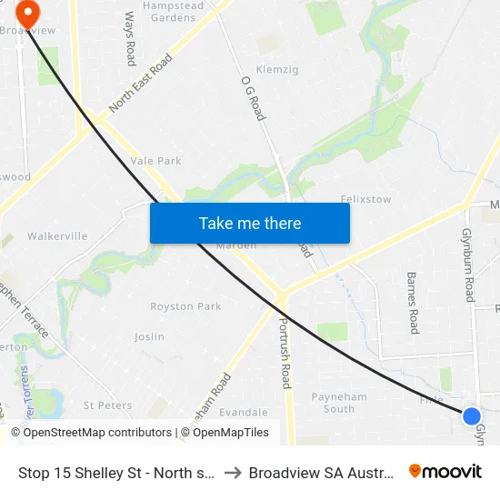 Stop 15 Shelley St - North side to Broadview SA Australia map