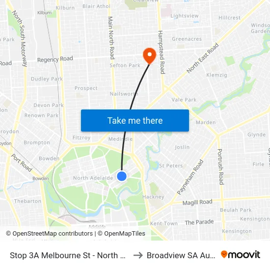 Stop 3A Melbourne St - North West side to Broadview SA Australia map