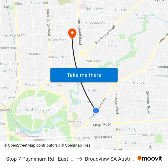 Stop 7 Payneham Rd - East side to Broadview SA Australia map