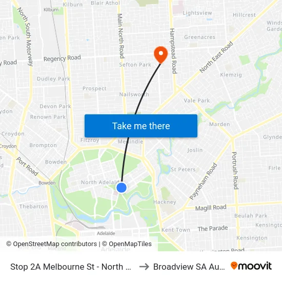 Stop 2A Melbourne St - North West side to Broadview SA Australia map