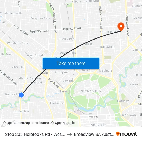 Stop 205 Holbrooks Rd - West side to Broadview SA Australia map