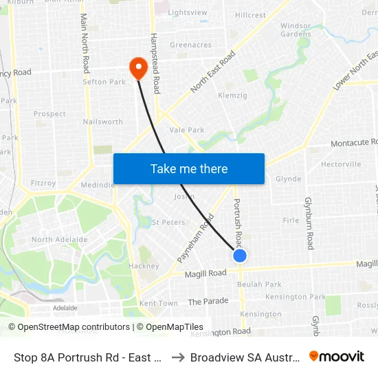 Stop 8A Portrush Rd - East side to Broadview SA Australia map