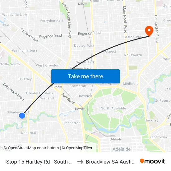 Stop 15 Hartley Rd - South side to Broadview SA Australia map