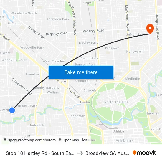 Stop 18 Hartley Rd - South East side to Broadview SA Australia map