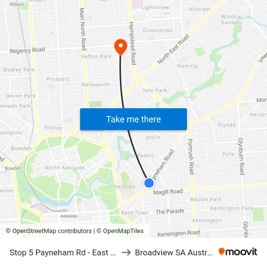 Stop 5 Payneham Rd - East side to Broadview SA Australia map