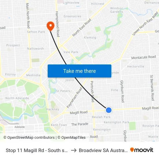 Stop 11 Magill Rd - South side to Broadview SA Australia map
