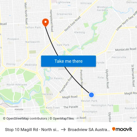 Stop 10 Magill Rd - North side to Broadview SA Australia map