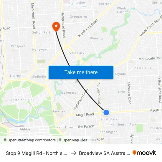 Stop 9 Magill Rd - North side to Broadview SA Australia map