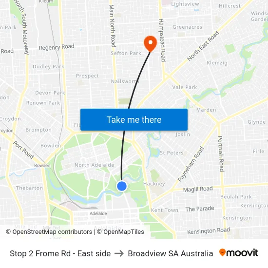 Stop 2 Frome Rd - East side to Broadview SA Australia map