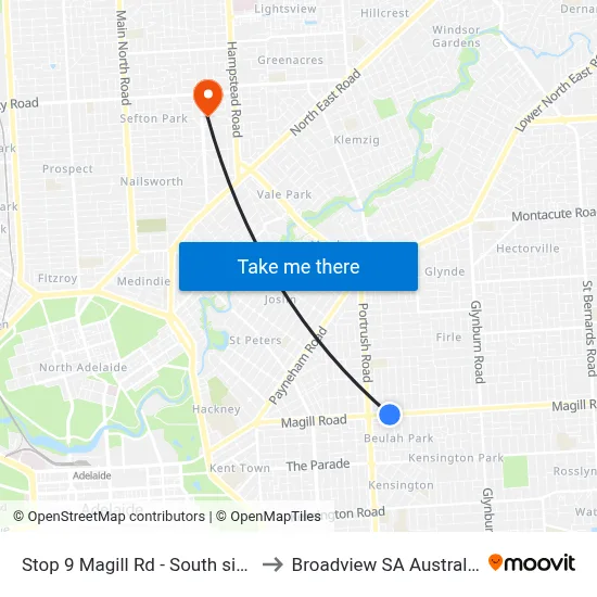 Stop 9 Magill Rd - South side to Broadview SA Australia map
