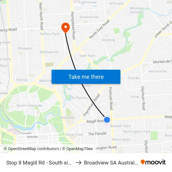 Stop 8 Magill Rd - South side to Broadview SA Australia map