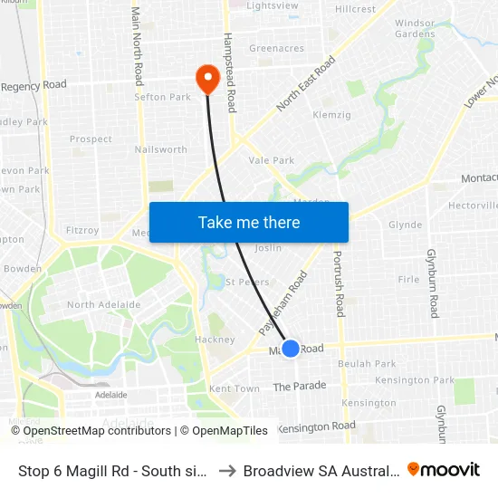 Stop 6 Magill Rd - South side to Broadview SA Australia map