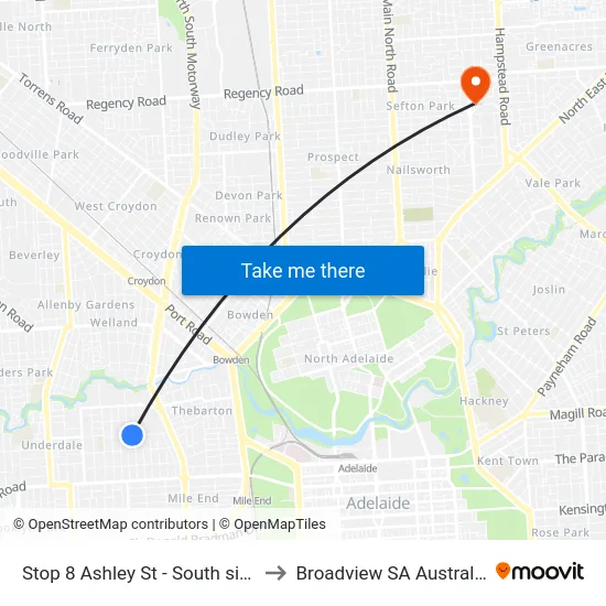 Stop 8 Ashley St - South side to Broadview SA Australia map