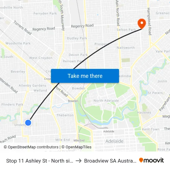 Stop 11 Ashley St - North side to Broadview SA Australia map