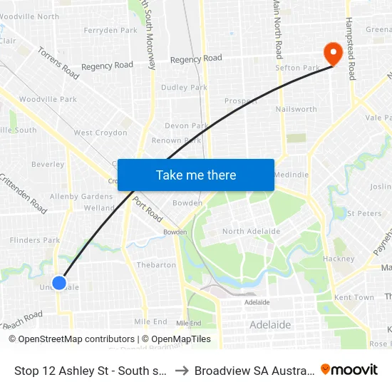 Stop 12 Ashley St - South side to Broadview SA Australia map