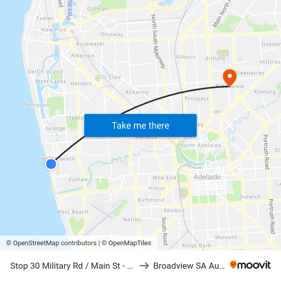 Stop 30 Military Rd / Main St - West side to Broadview SA Australia map