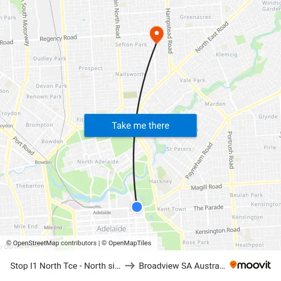 Stop I1 North Tce - North side to Broadview SA Australia map