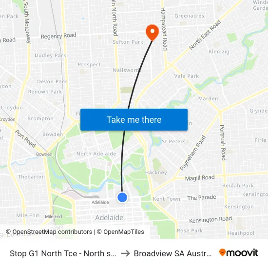 Stop G1 North Tce - North side to Broadview SA Australia map