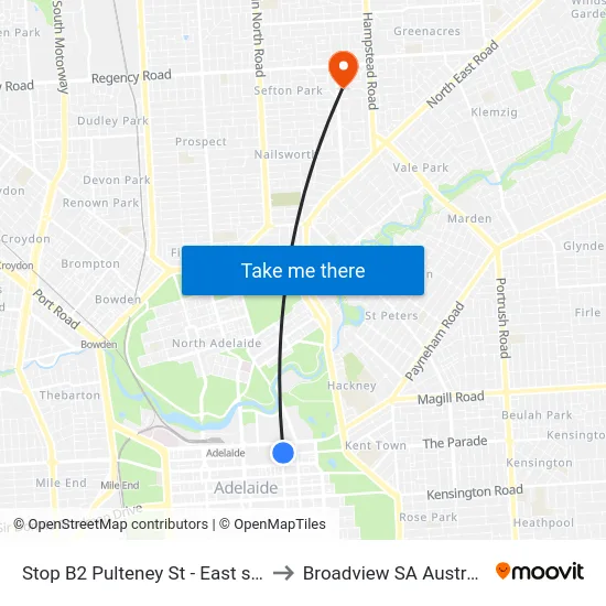 Stop B2 Pulteney St - East side to Broadview SA Australia map