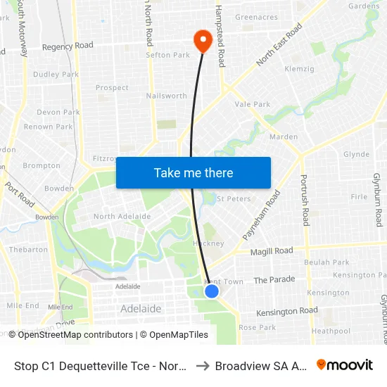Stop C1 Dequetteville Tce - North East side to Broadview SA Australia map